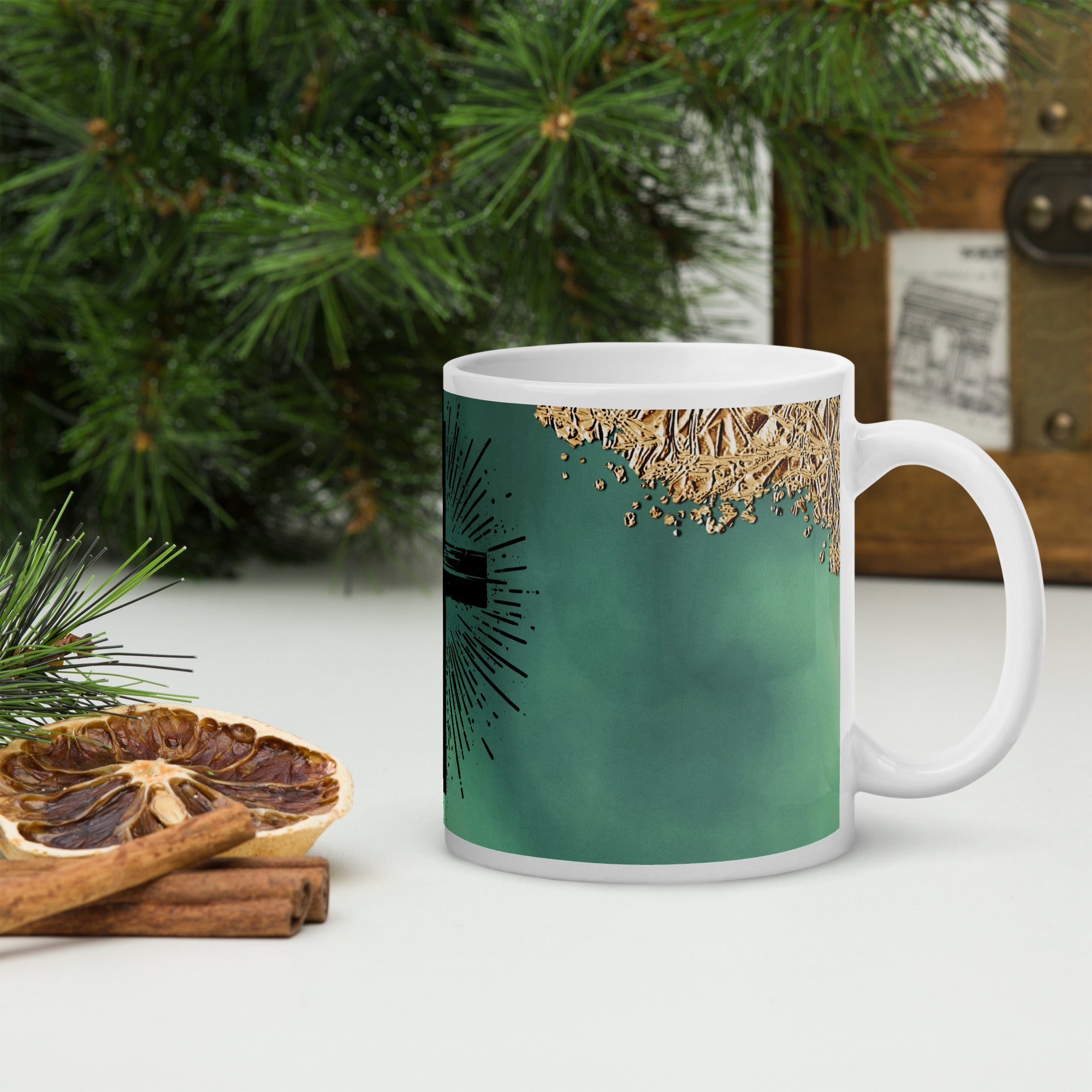 White glossy mug- Christmas Cup, 11-15-20 Oz