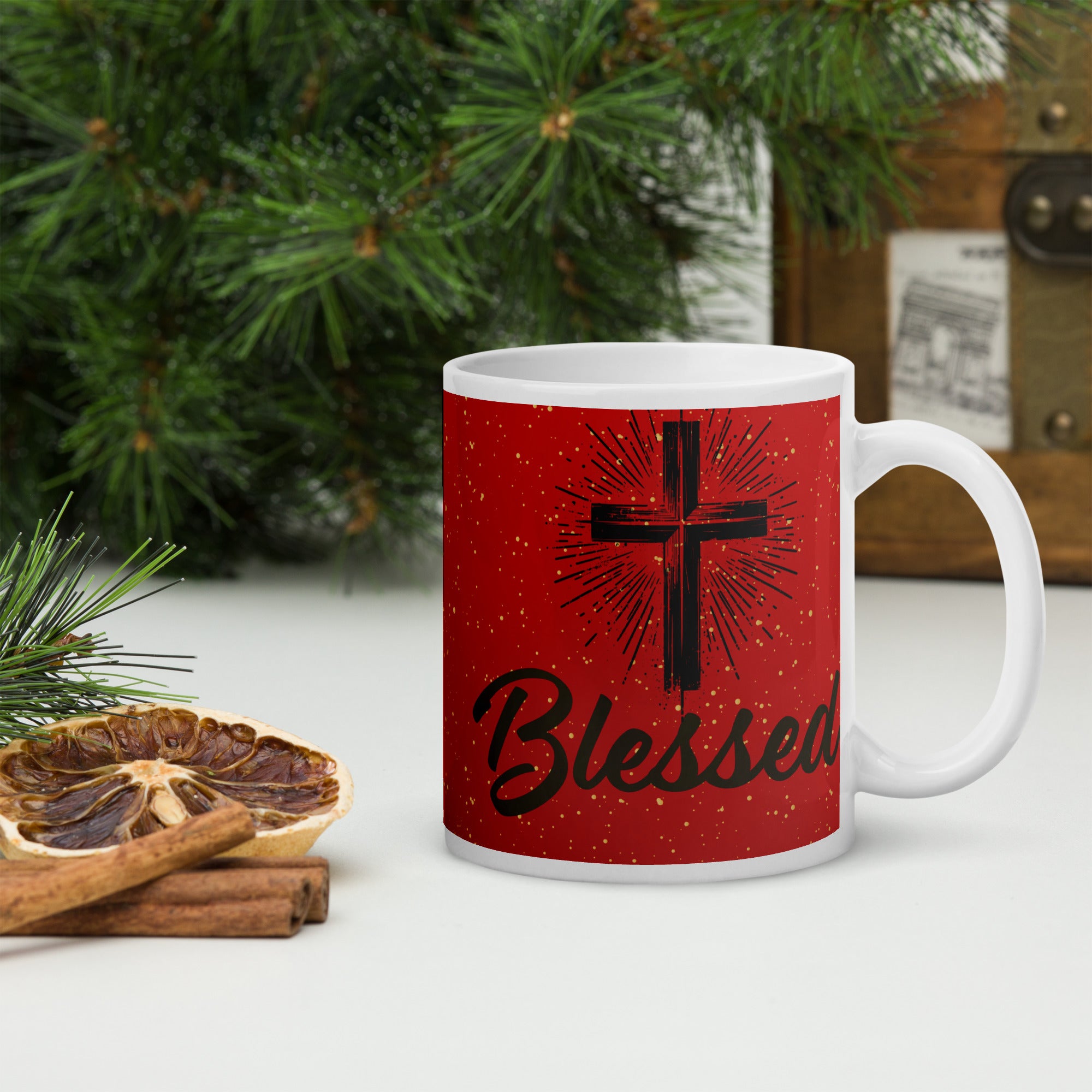 White glossy mug- Christmas Coffee Cup- 11-15-20 OZ
