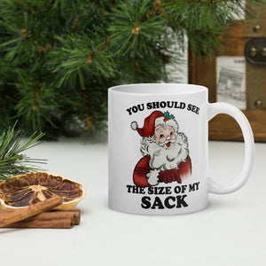 White glossy mug- Christmas Coffee Cup-  Santa Mug  11-15-20 OZ