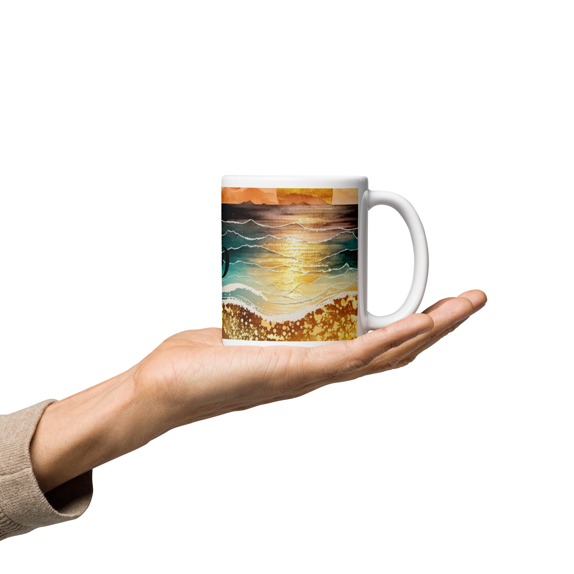 White glossy mug, coffee cup, tea, gift