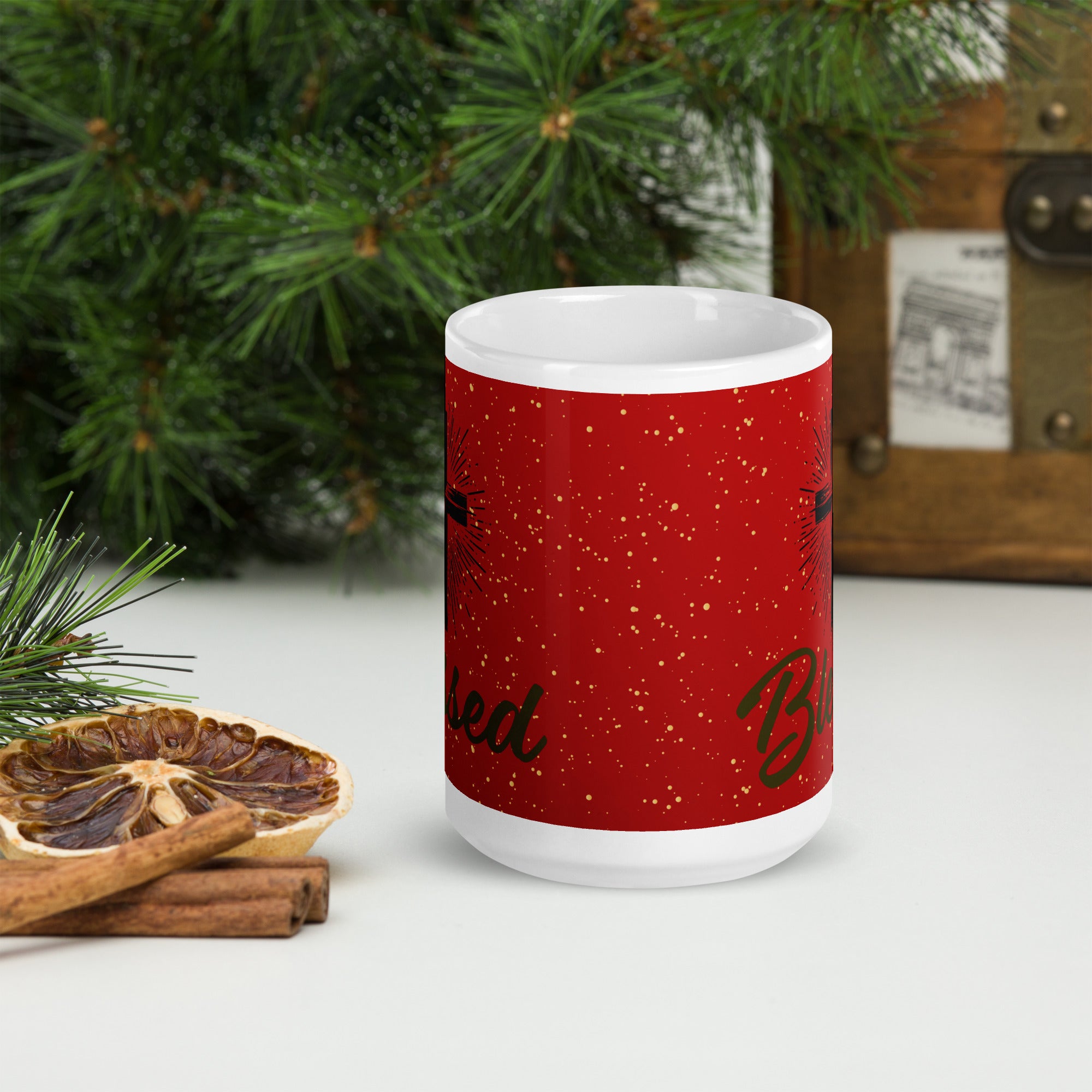 White glossy mug- Christmas Coffee Cup- 11-15-20 OZ