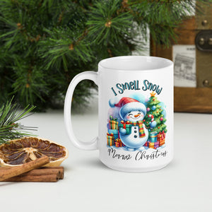 White glossy mug, Christmas Coffee Cup- 11 -15 - 20 OZ