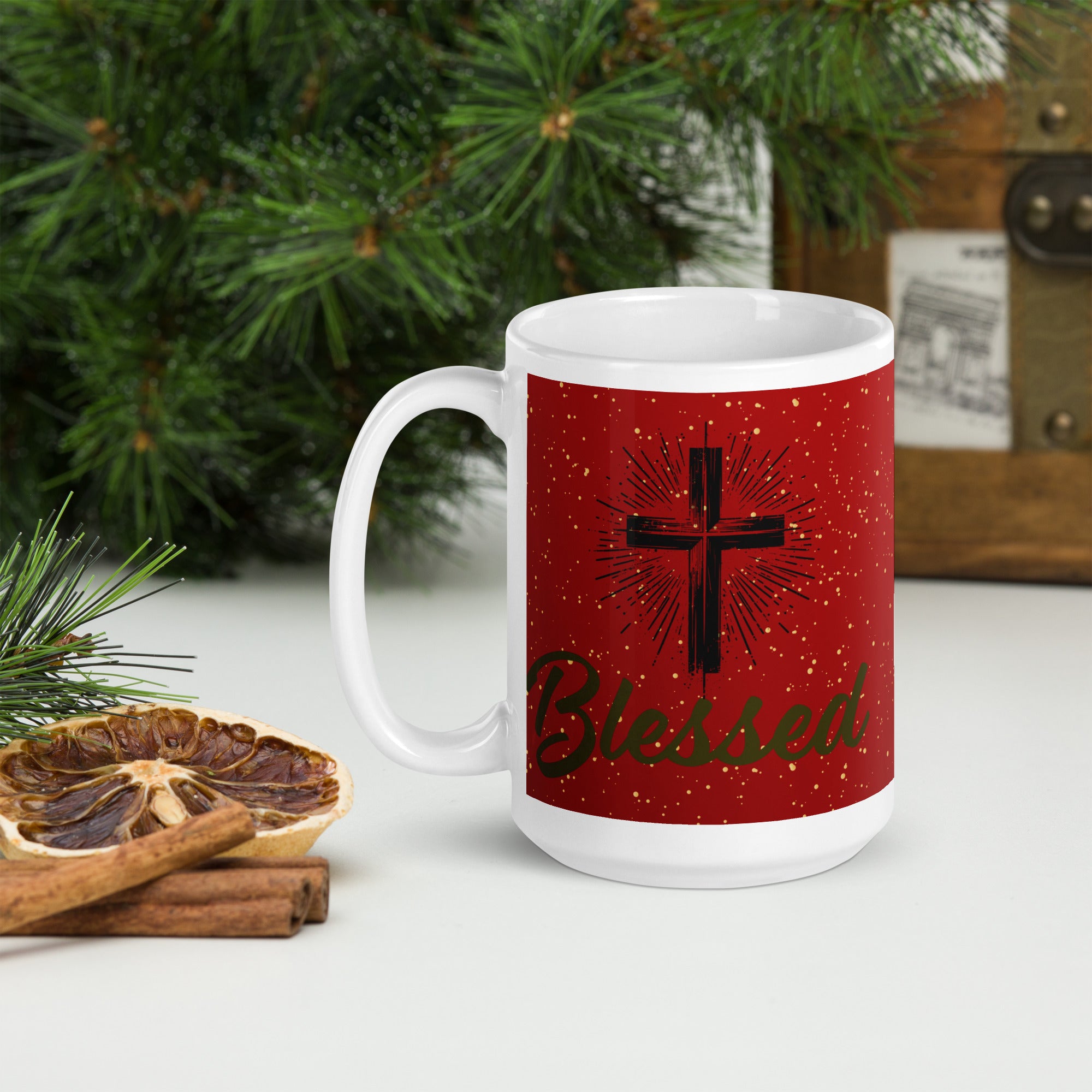 White glossy mug- Christmas Coffee Cup- 11-15-20 OZ