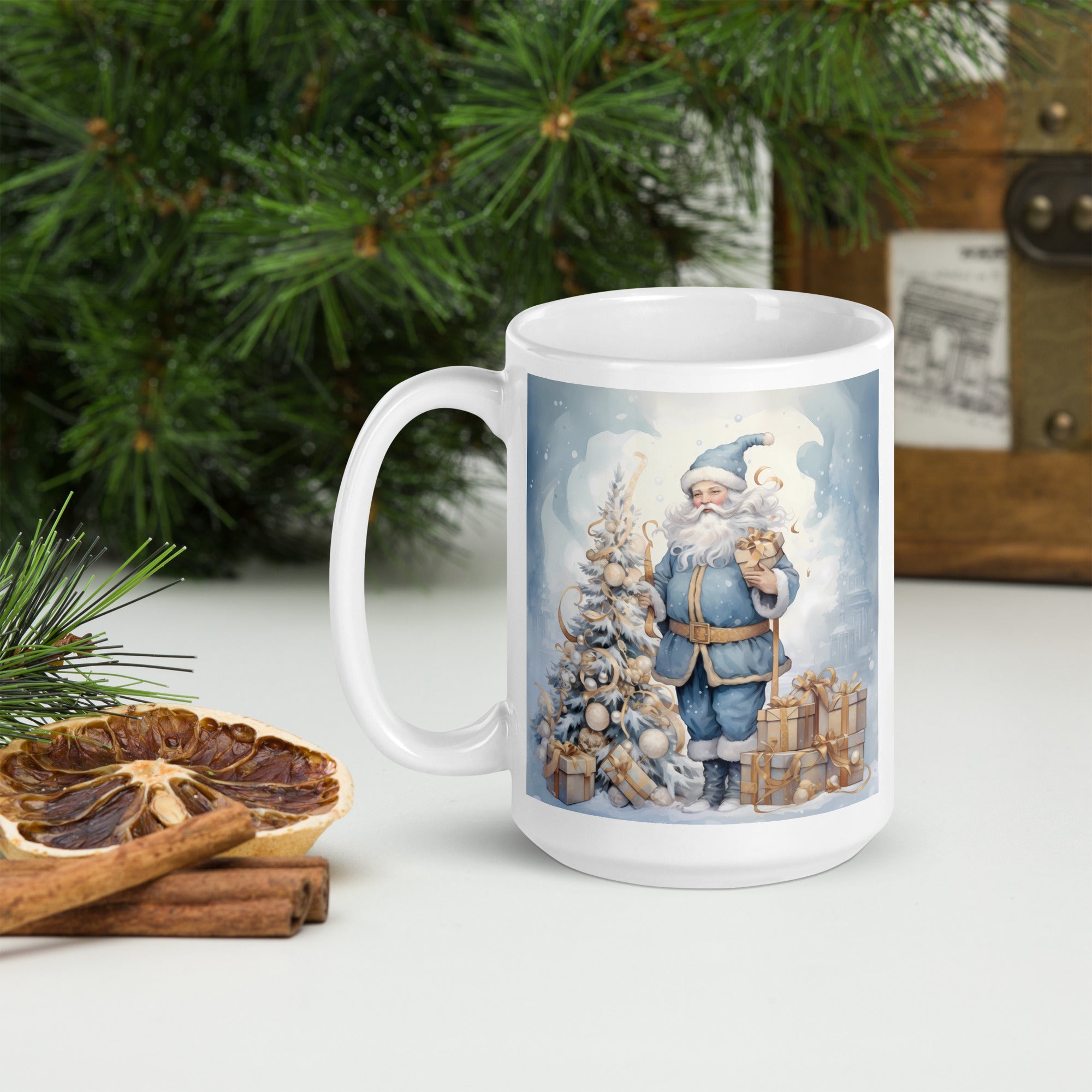 White glossy mug- Christmas Coffee Cup- 11-15-20 OZ