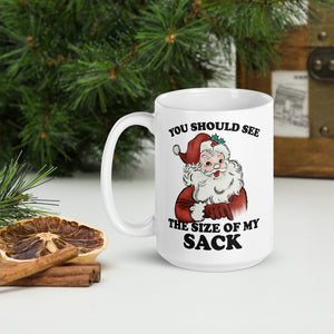 White glossy mug- Christmas Coffee Cup-  Santa Mug  11-15-20 OZ