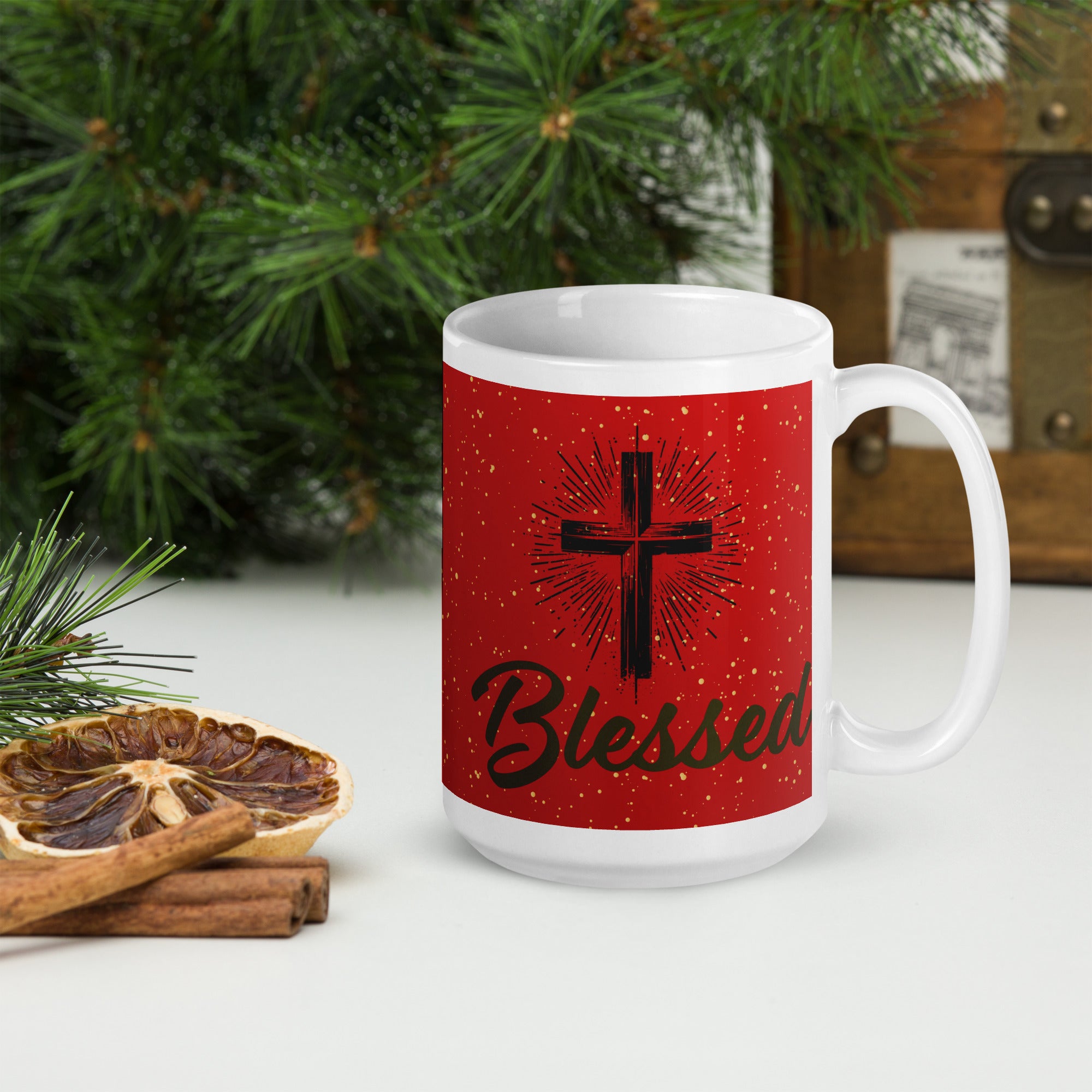 White glossy mug- Christmas Coffee Cup- 11-15-20 OZ