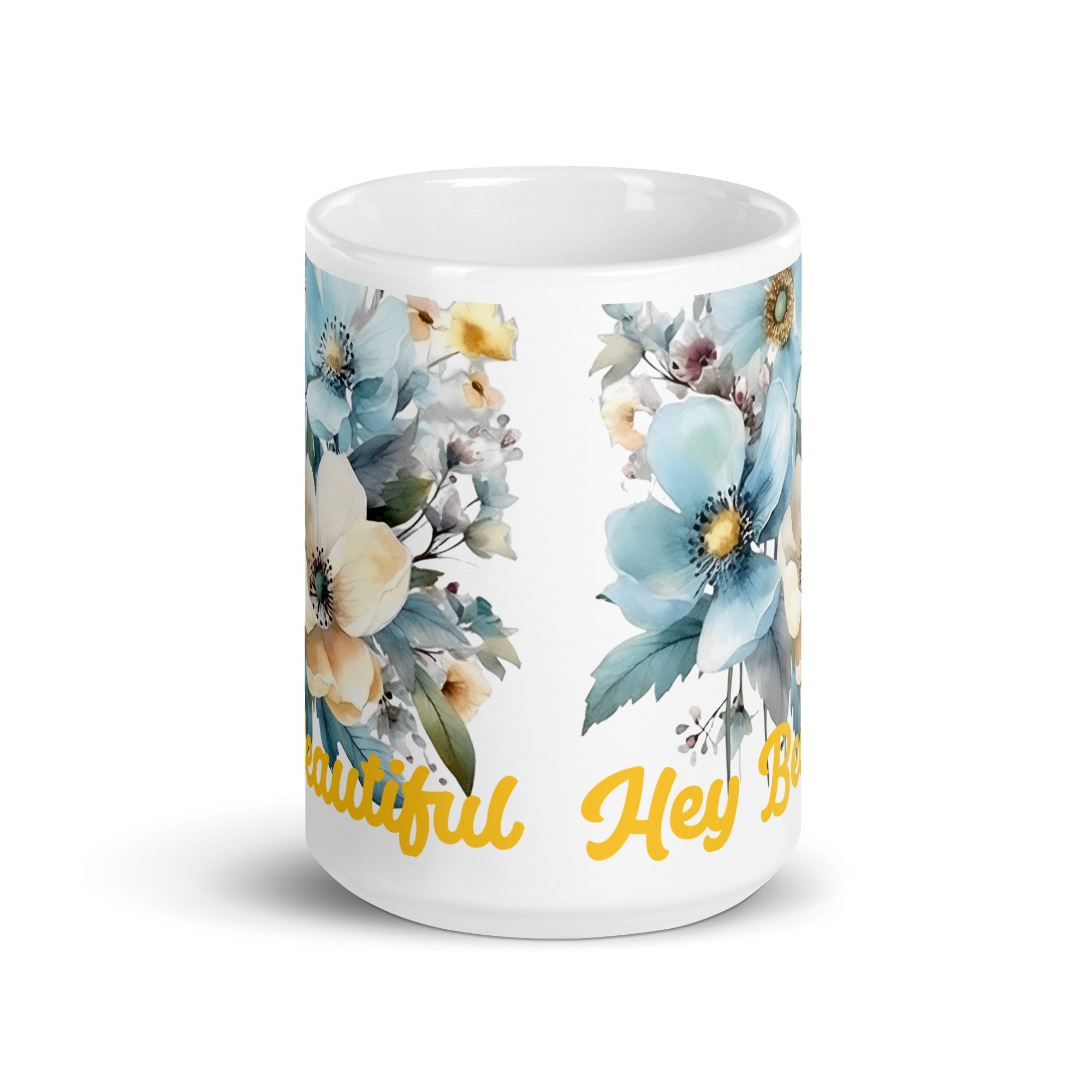 White glossy mug, Hey Beautiful Mug, colorful cup, coffee, tea cup Gift for her,