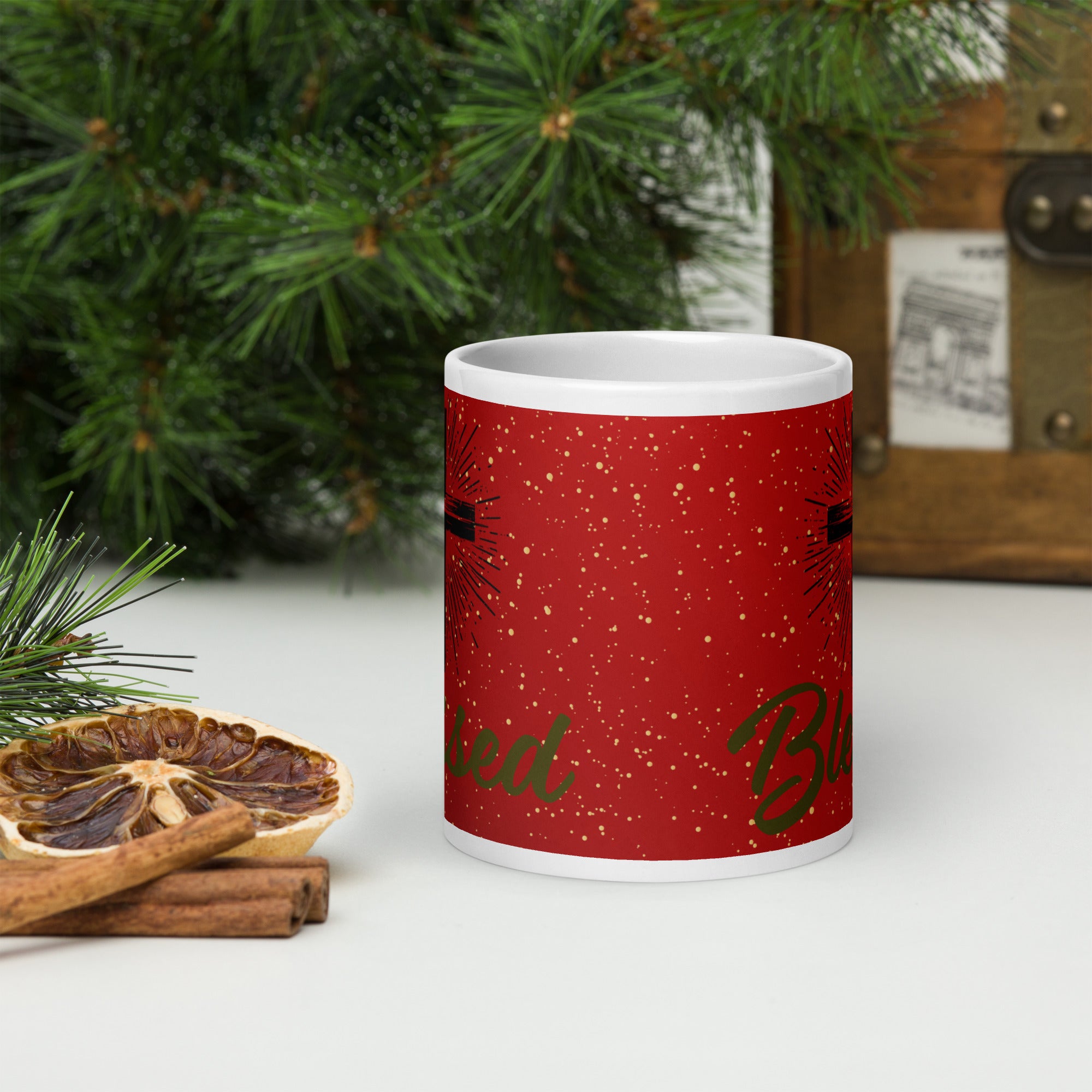 White glossy mug- Christmas Coffee Cup- 11-15-20 OZ