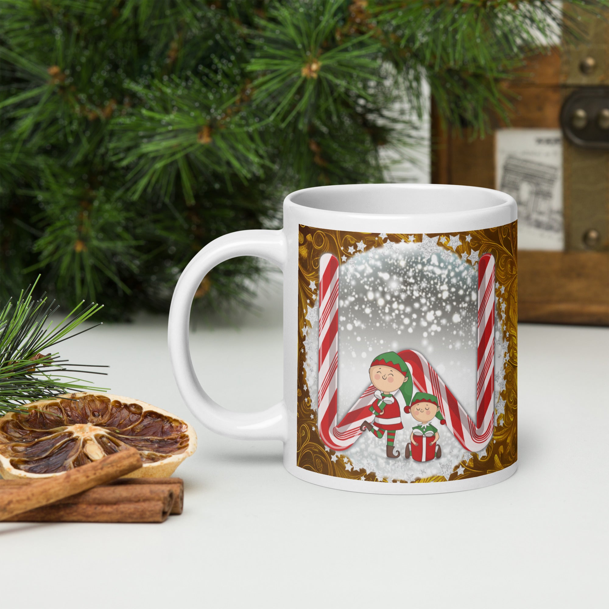 White glossy mug