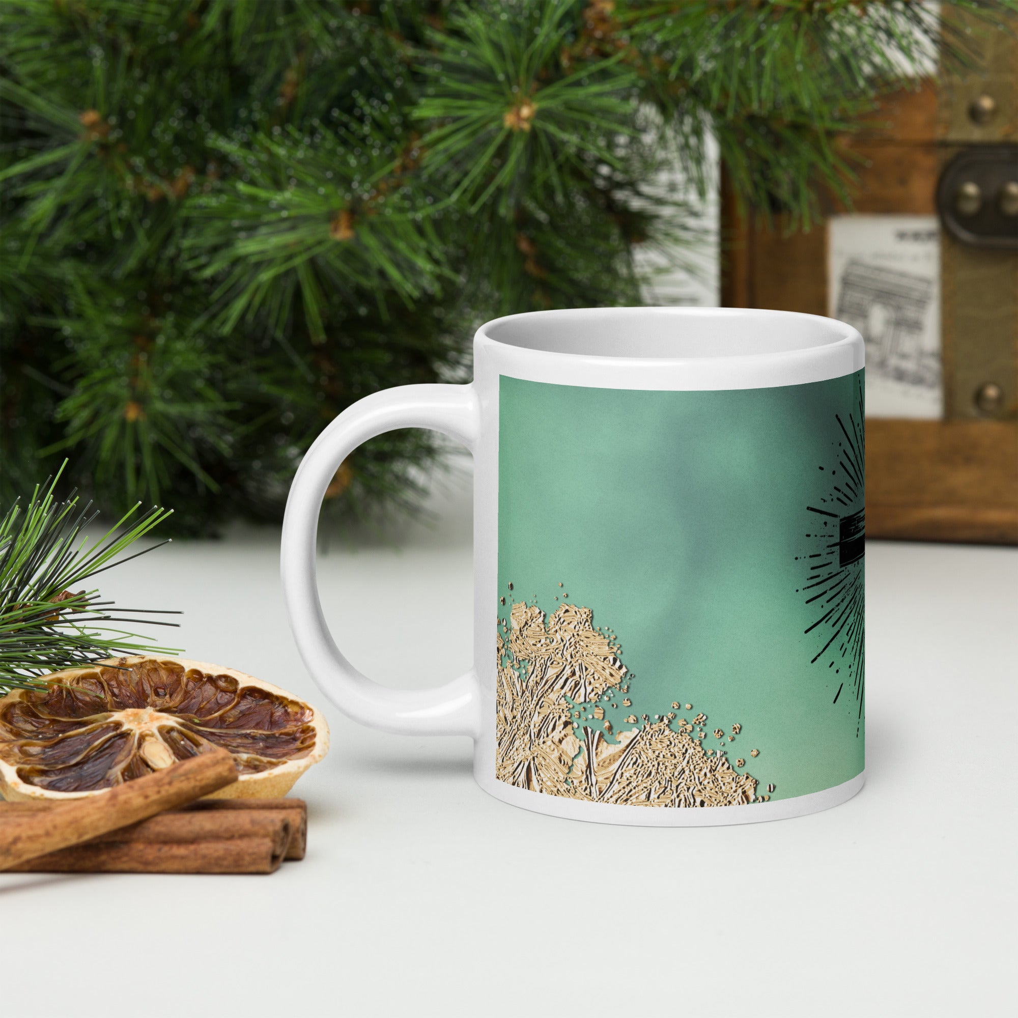 White glossy mug- Christmas Cup, 11-15-20 Oz