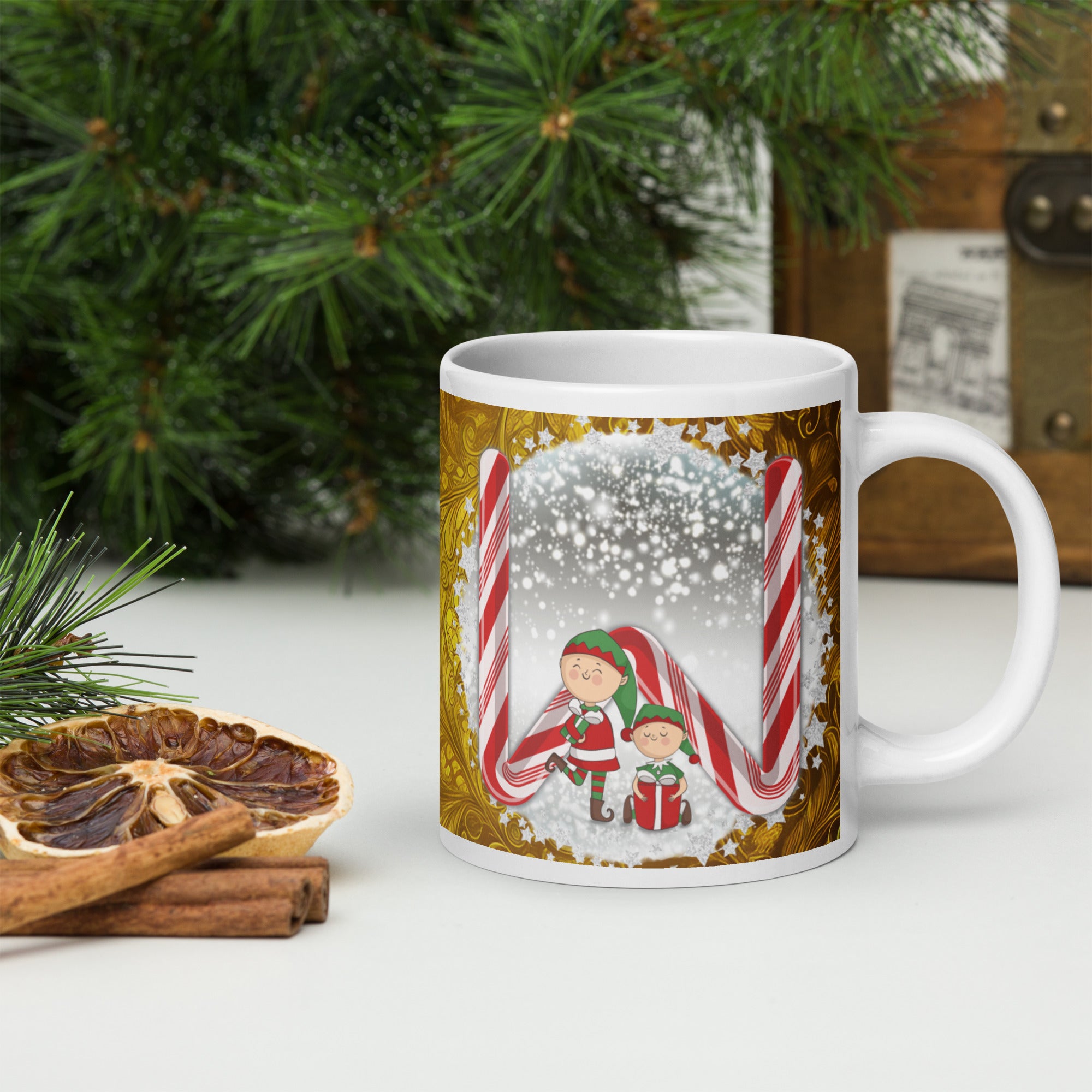 White glossy mug