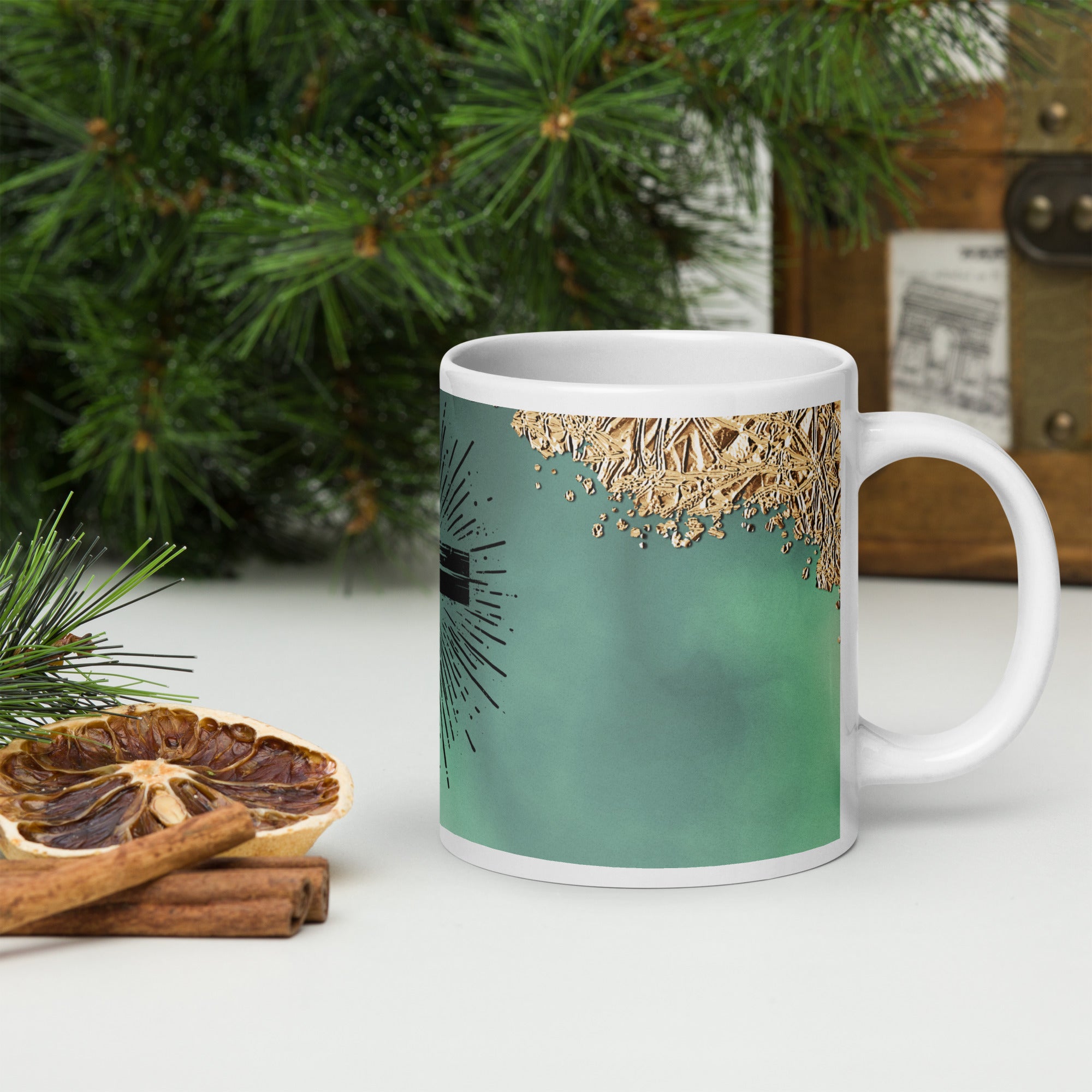 White glossy mug- Christmas Cup, 11-15-20 Oz