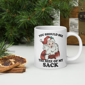 White glossy mug- Christmas Coffee Cup-  Santa Mug  11-15-20 OZ