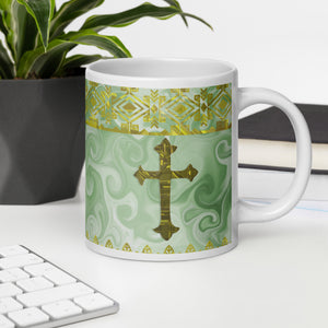 White glossy mug- Coffee Cup. Mother's Day Cup, Religious Mug