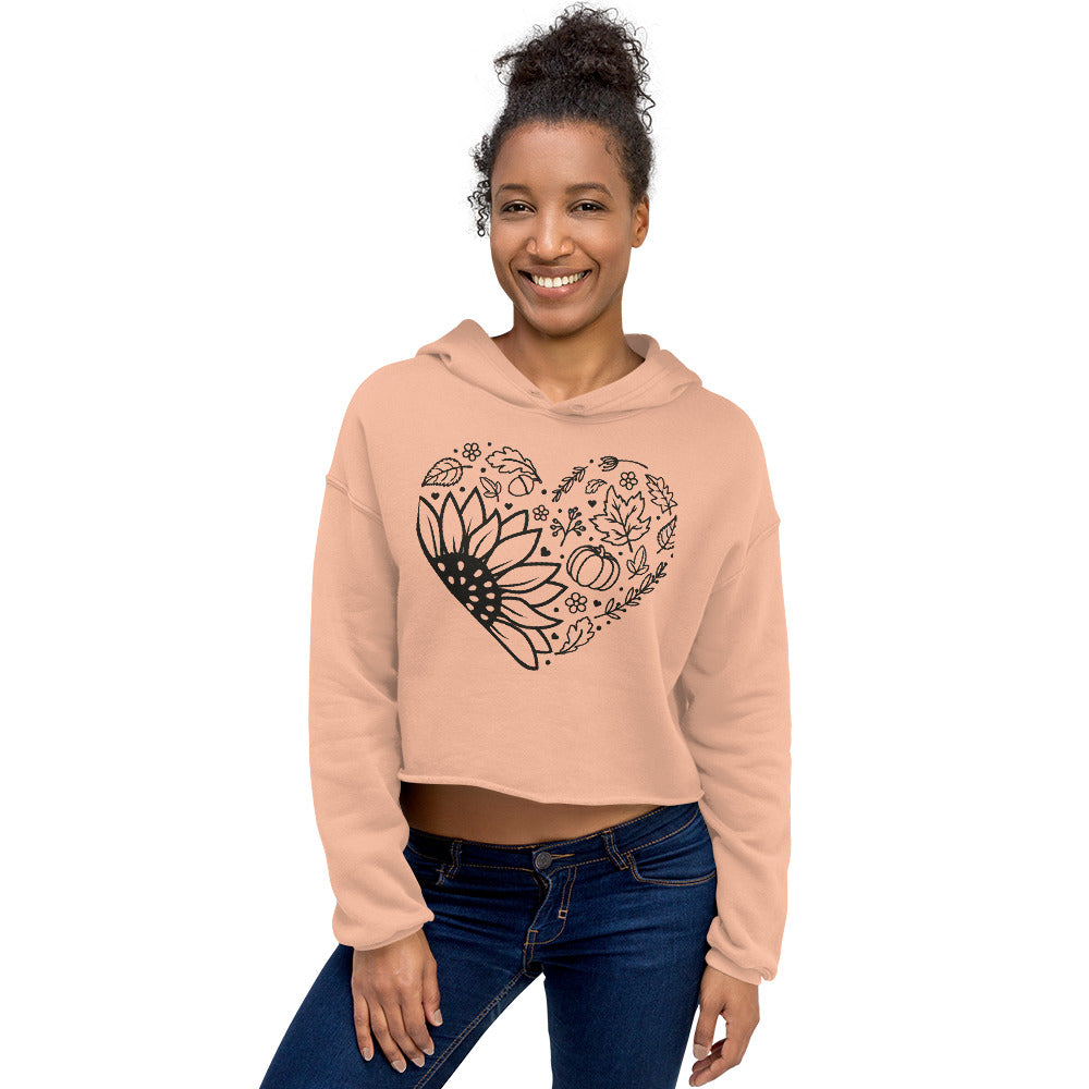 Crop Hoodie, Fall Heart Hoodie, Unisex, Gift,