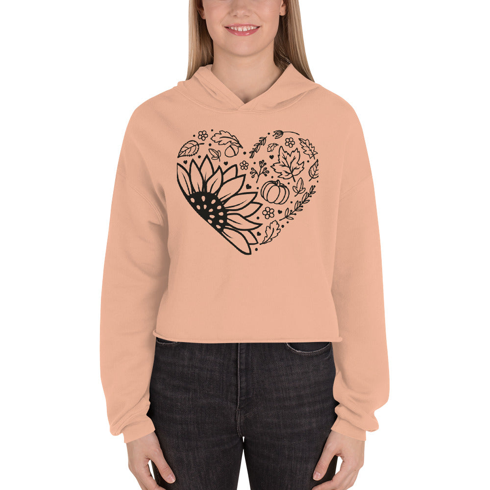 Crop Hoodie, Fall Heart Hoodie, Unisex, Gift,