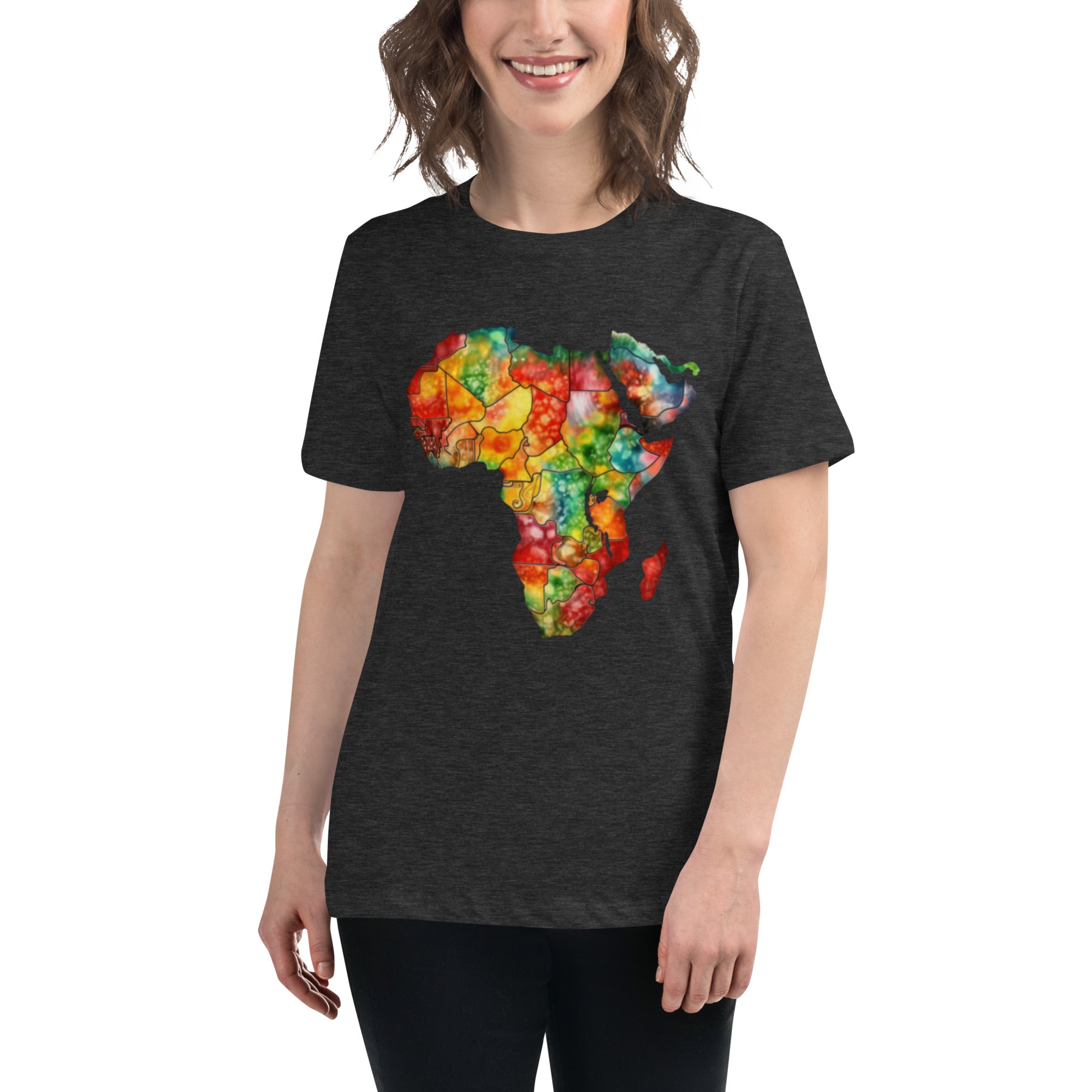 Women's Relaxed T-Shirt, Africa Map, Gift, Back to School.