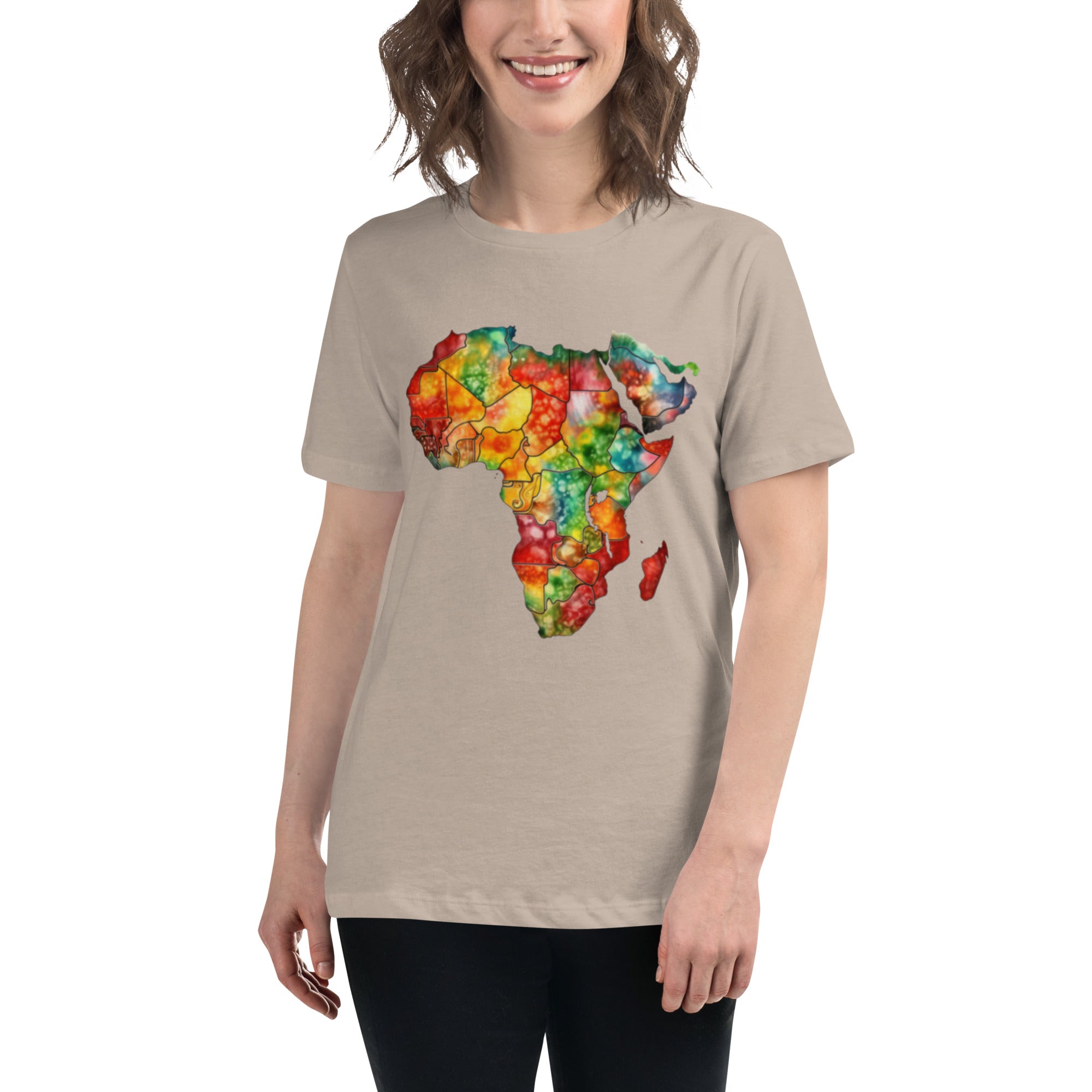 Women's Relaxed T-Shirt, Africa Map, Gift, Back to School.