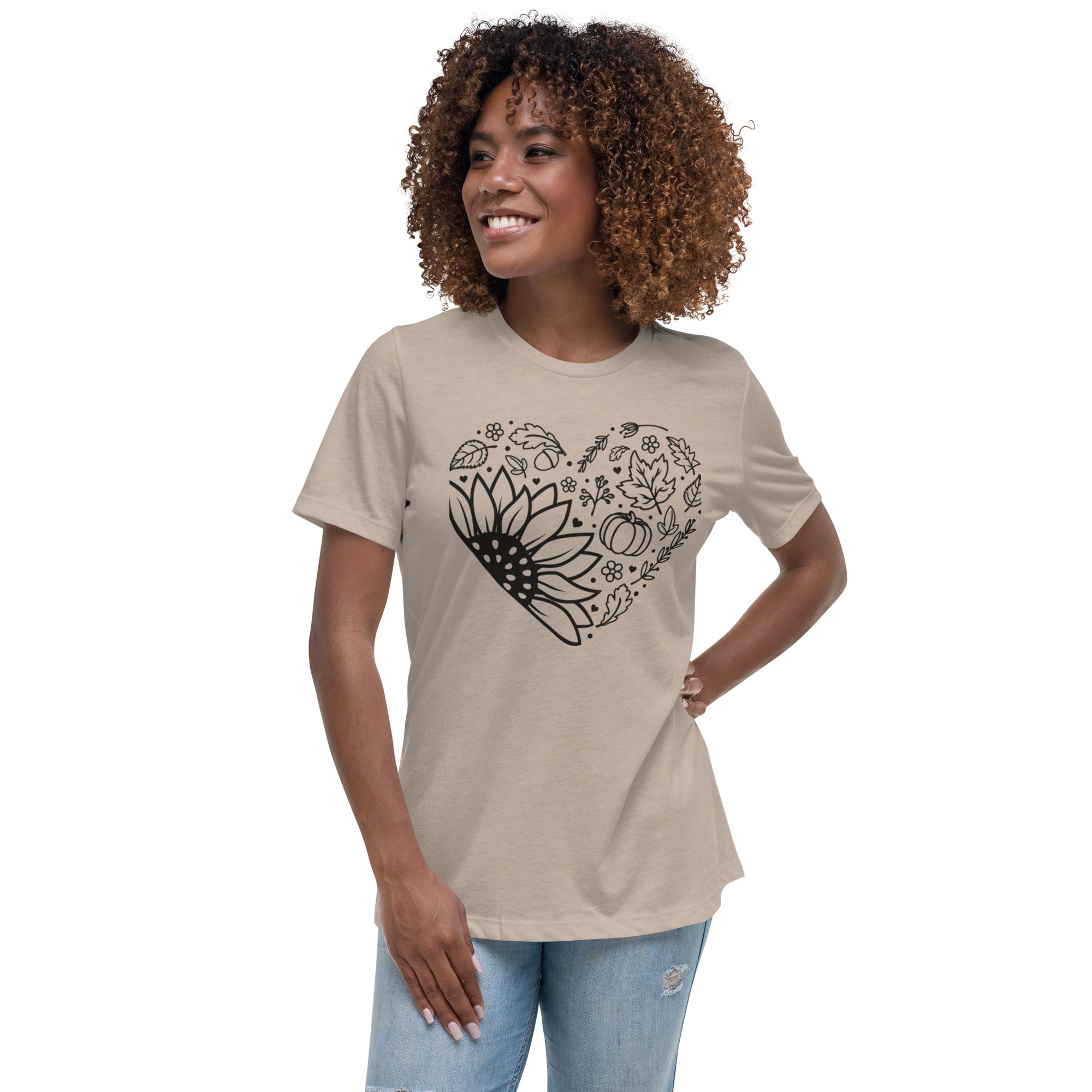 Women's Relaxed T-Shirt, Heart T shirt, Fall, gift