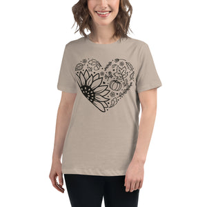 Women's Relaxed T-Shirt, Heart T shirt, Fall, gift