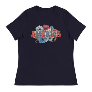 Women's Relaxed T-Shirt Patriotic T Shirt, Playful, Gift for Her,