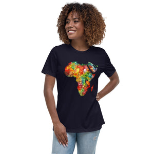 Women's Relaxed T-Shirt, Africa Map, Gift, Back to School.