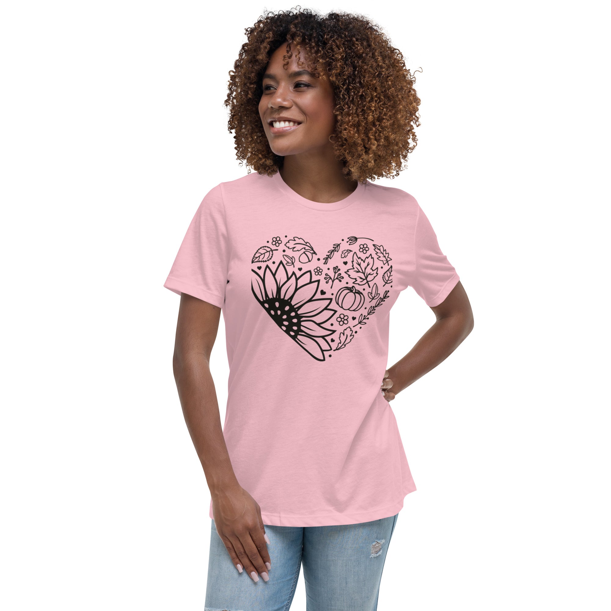 Women's Relaxed T-Shirt, Heart T shirt, Fall, gift