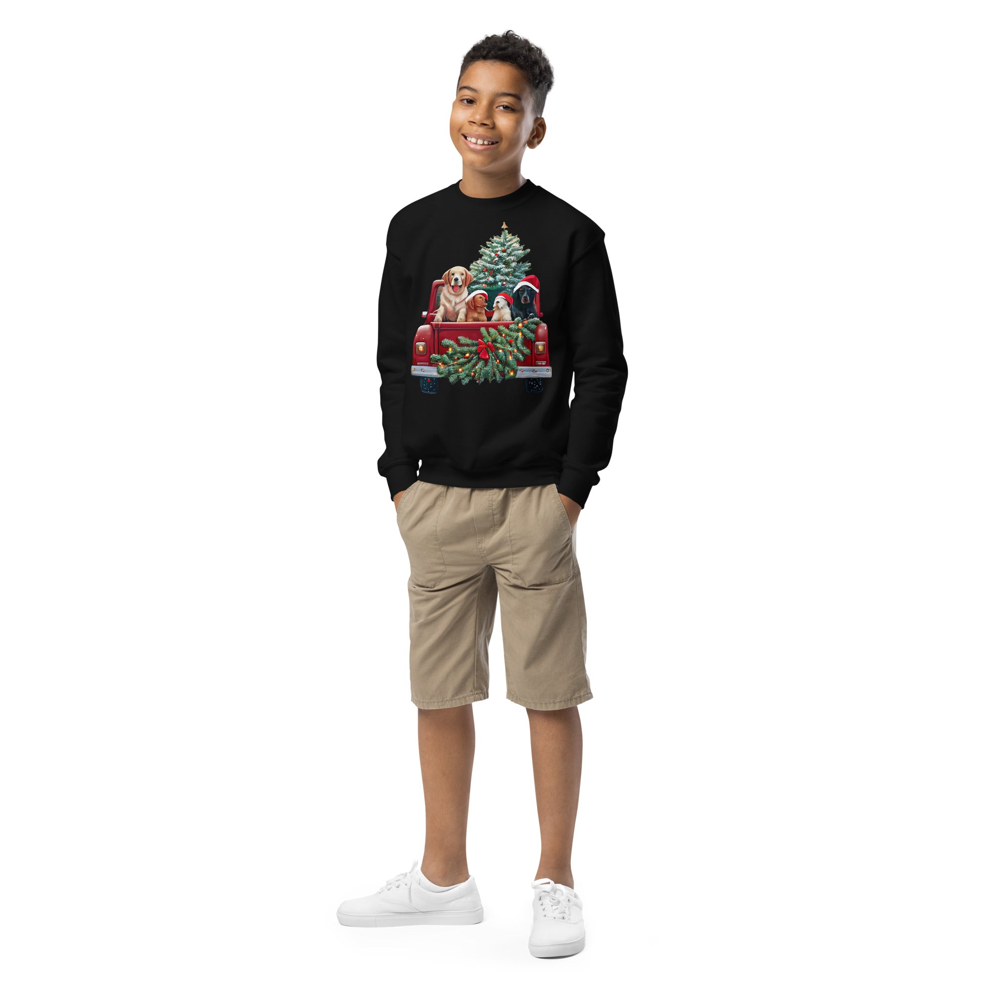 Youth crewneck sweatshirt, Kids Crewneck Xmas Dog Crewneck