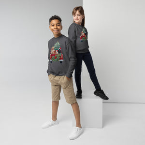 Youth crewneck sweatshirt, Kids Crewneck Xmas Dog Crewneck