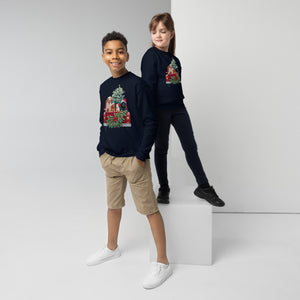 Youth crewneck sweatshirt, Kids Crewneck Xmas Dog Crewneck