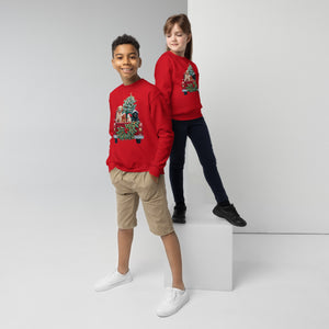 Youth crewneck sweatshirt, Kids Crewneck Xmas Dog Crewneck