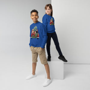 Youth crewneck sweatshirt, Kids Crewneck Xmas Dog Crewneck