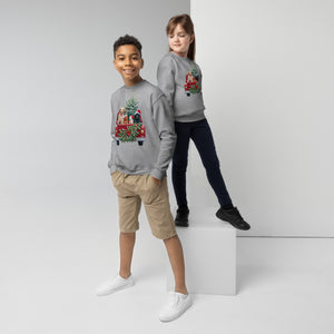 Youth crewneck sweatshirt, Kids Crewneck Xmas Dog Crewneck