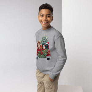 Youth crewneck sweatshirt, Kids Crewneck Xmas Dog Crewneck