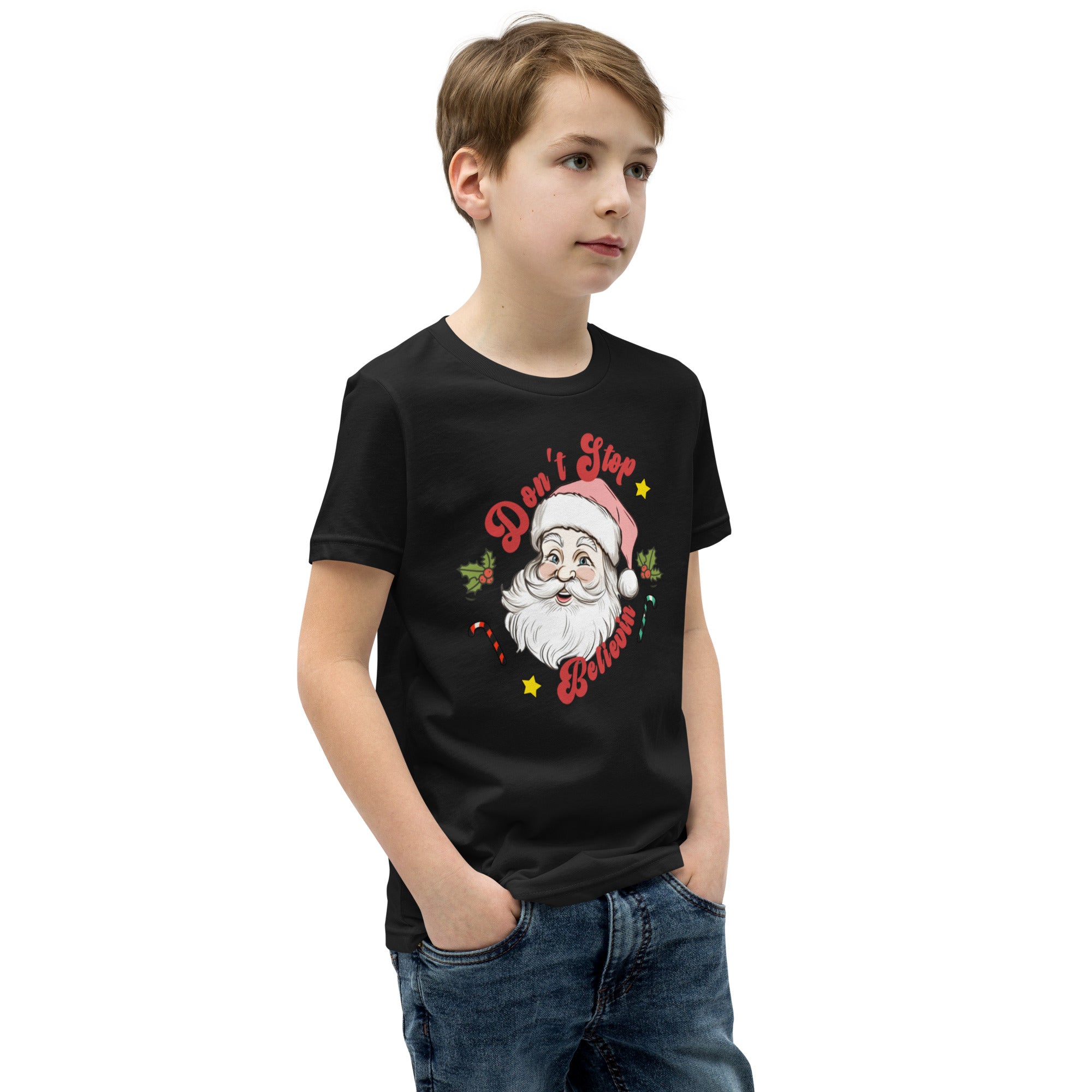 Youth Short Sleeve T-Shirt, Don't Stop Believing T Shirt, Christmas T shirt