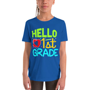 Youth Short Sleeve T-Shirt, Hello 1st Grader, Back To School