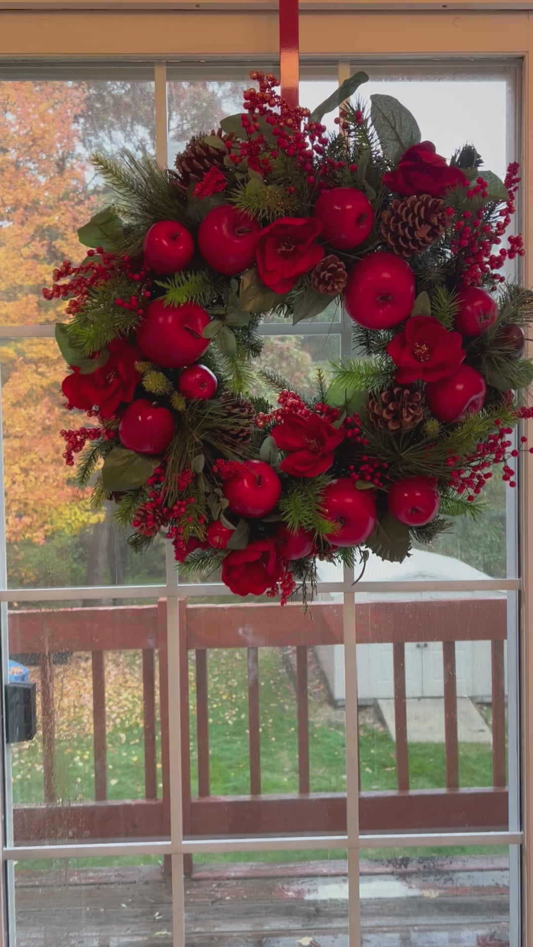 Sweet Apple-Berry-Pinecone Wreath 26 Inches Diameter