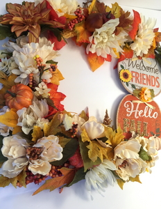 Welcome Friends, Hello Fall Wreath 20"