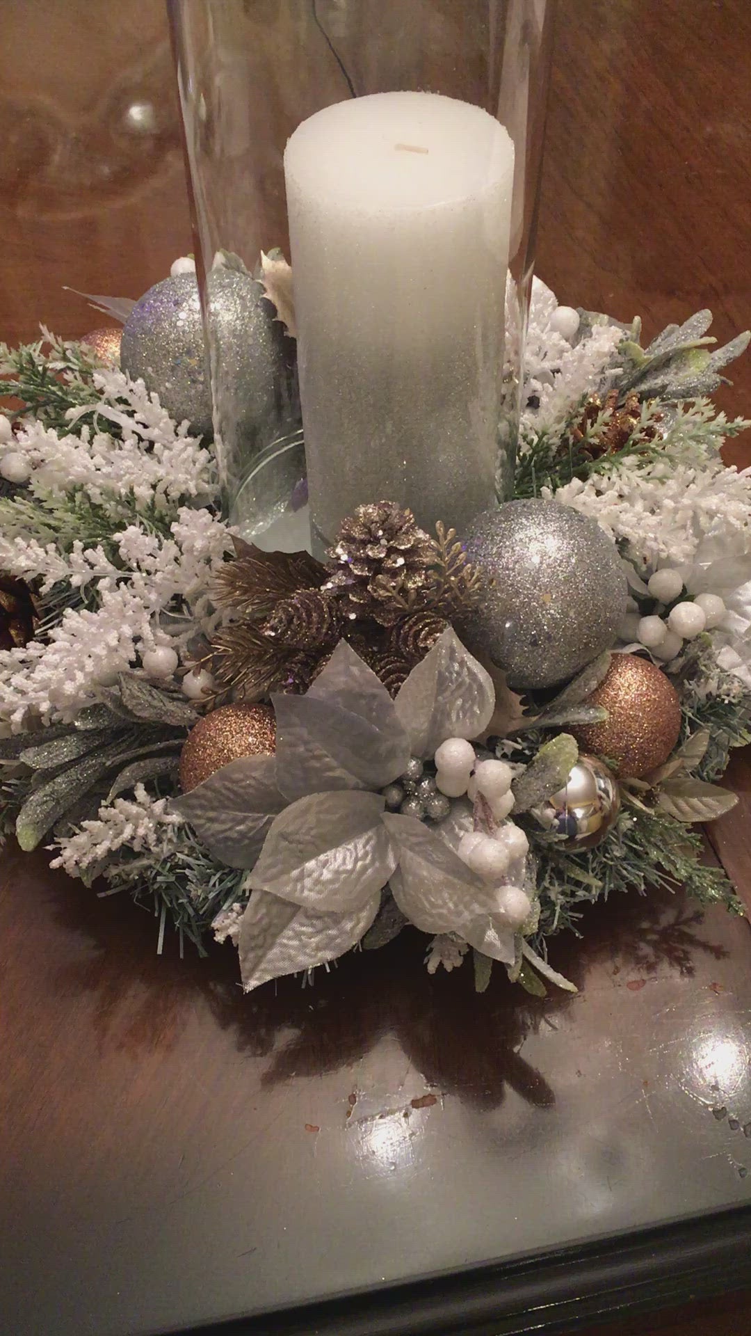 Classic Holiday Centerpiece With Glass15"x 9"