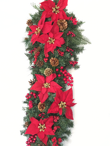 Red & Gold Berries Swag 30"x 15"