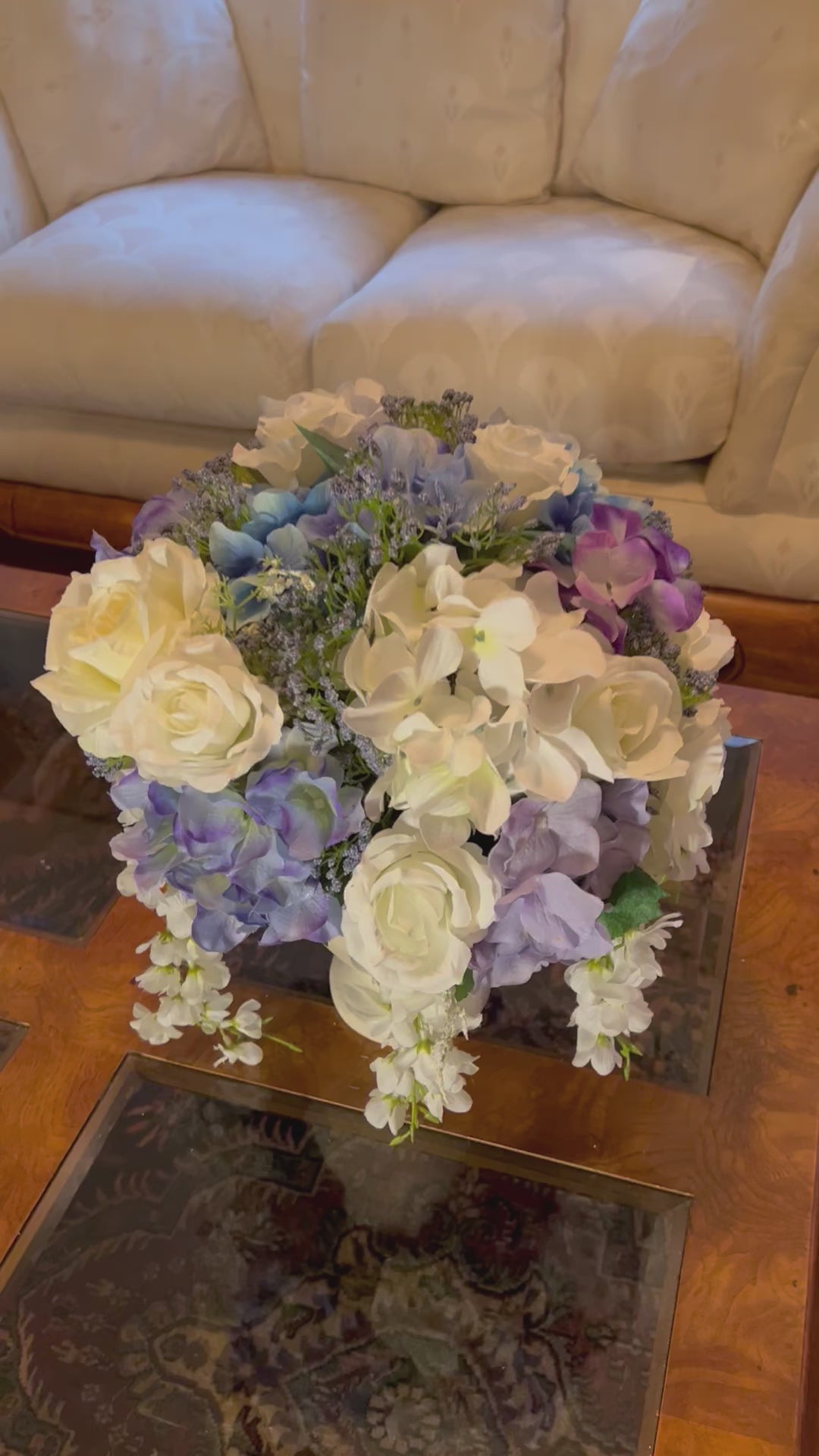 Centerpiece, Hydrangea Table Centerpiece, 16" Diameter, X 16" Wide X 8 " Vase