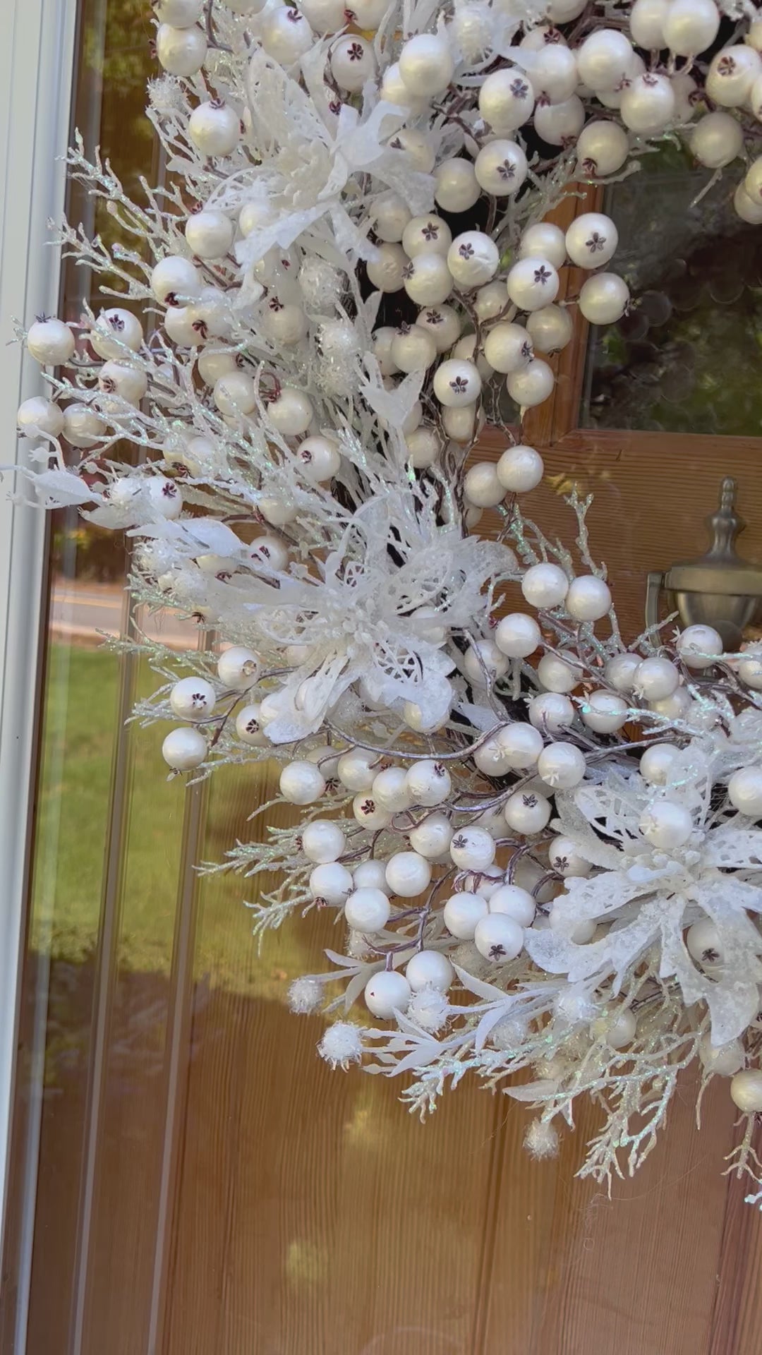 Christmas Faux White Icy Berry Wreath 26"