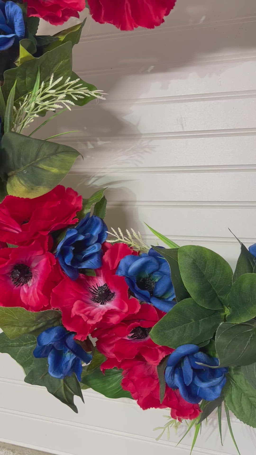 Red Poppy Anemone Wreath 28"