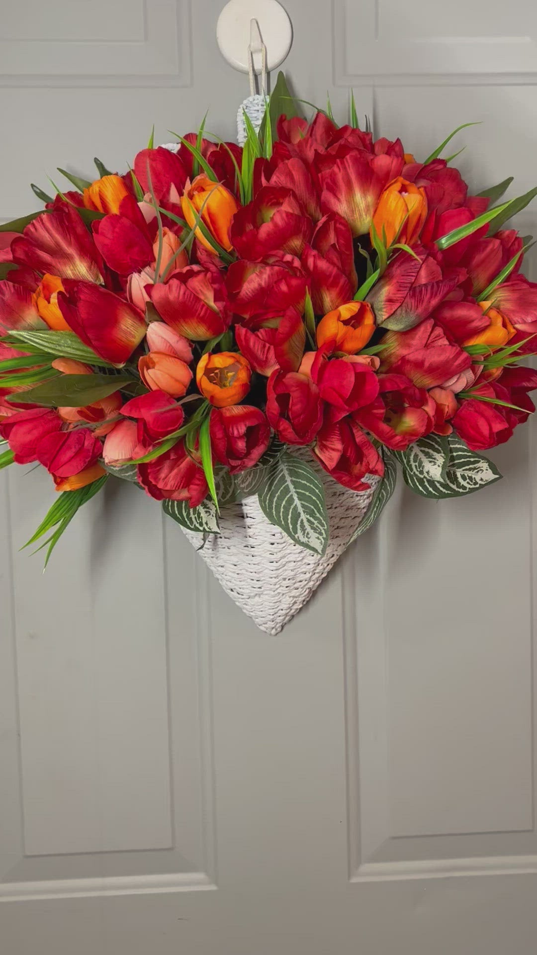 Wreath-Tulip  Basket For Front door, 20 " L X 24" W X 15" depth