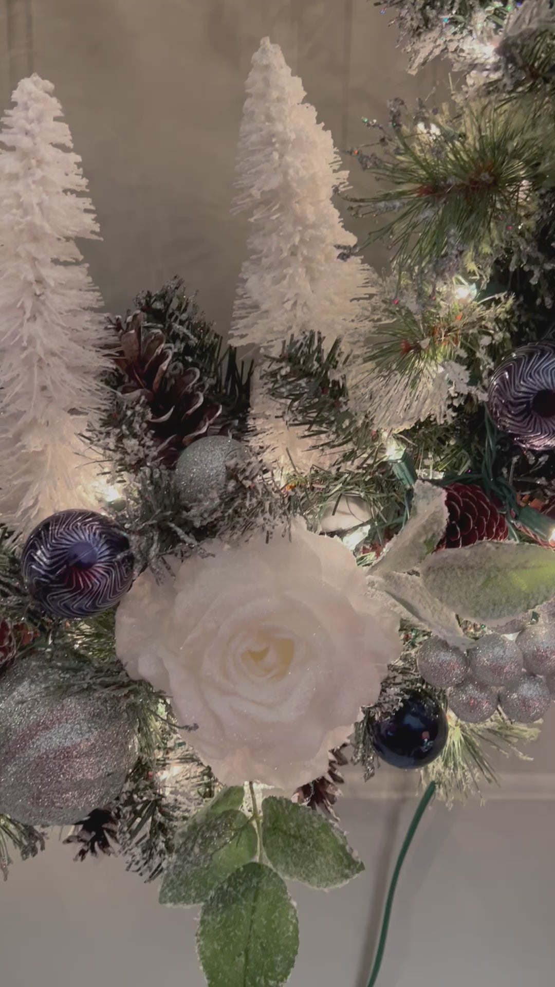 Deck The Hall -White Christmas Wreath With Lights  26 " Diameter