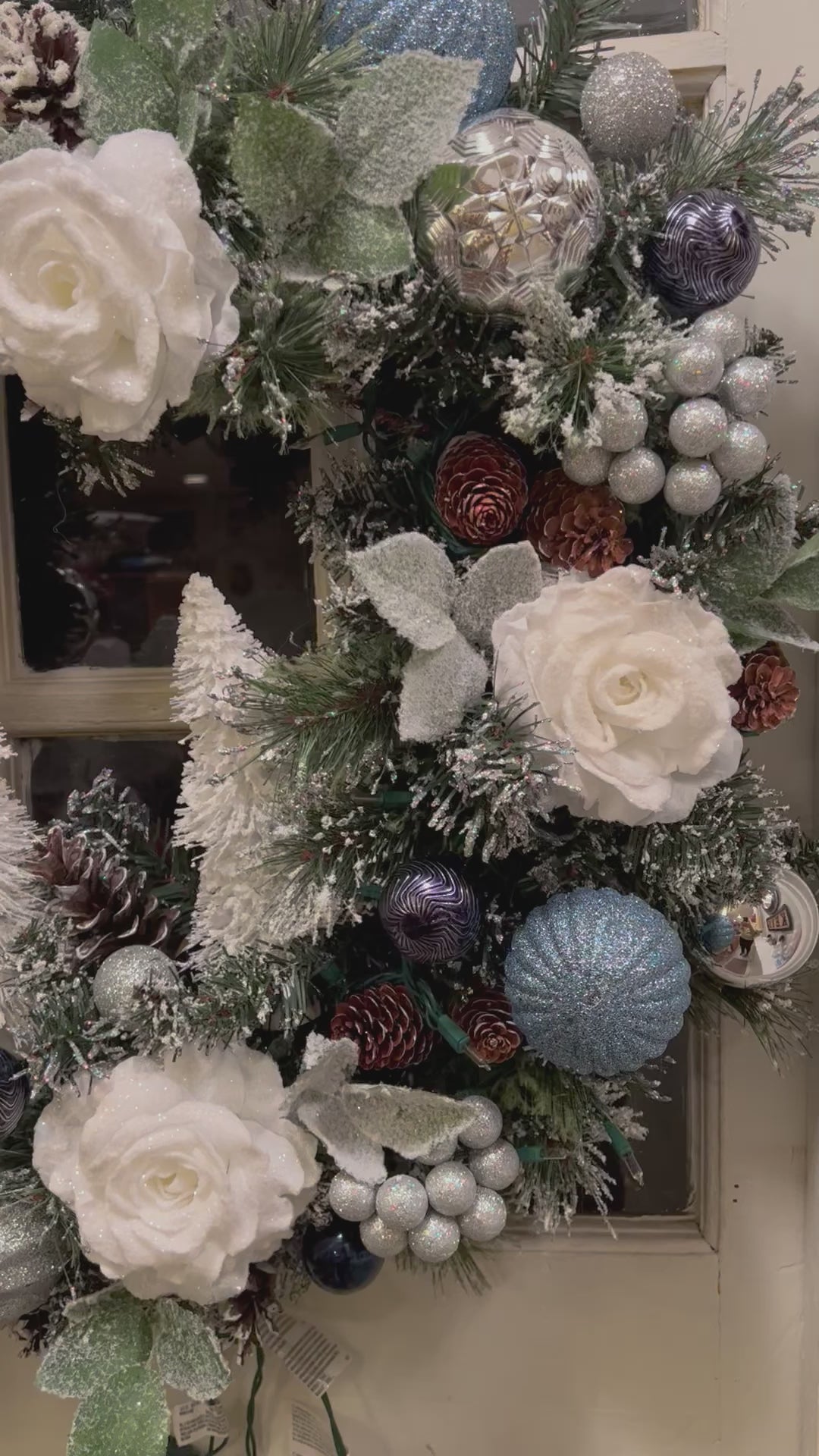 Deck The Hall -White Christmas Wreath With Lights  26 " Diameter