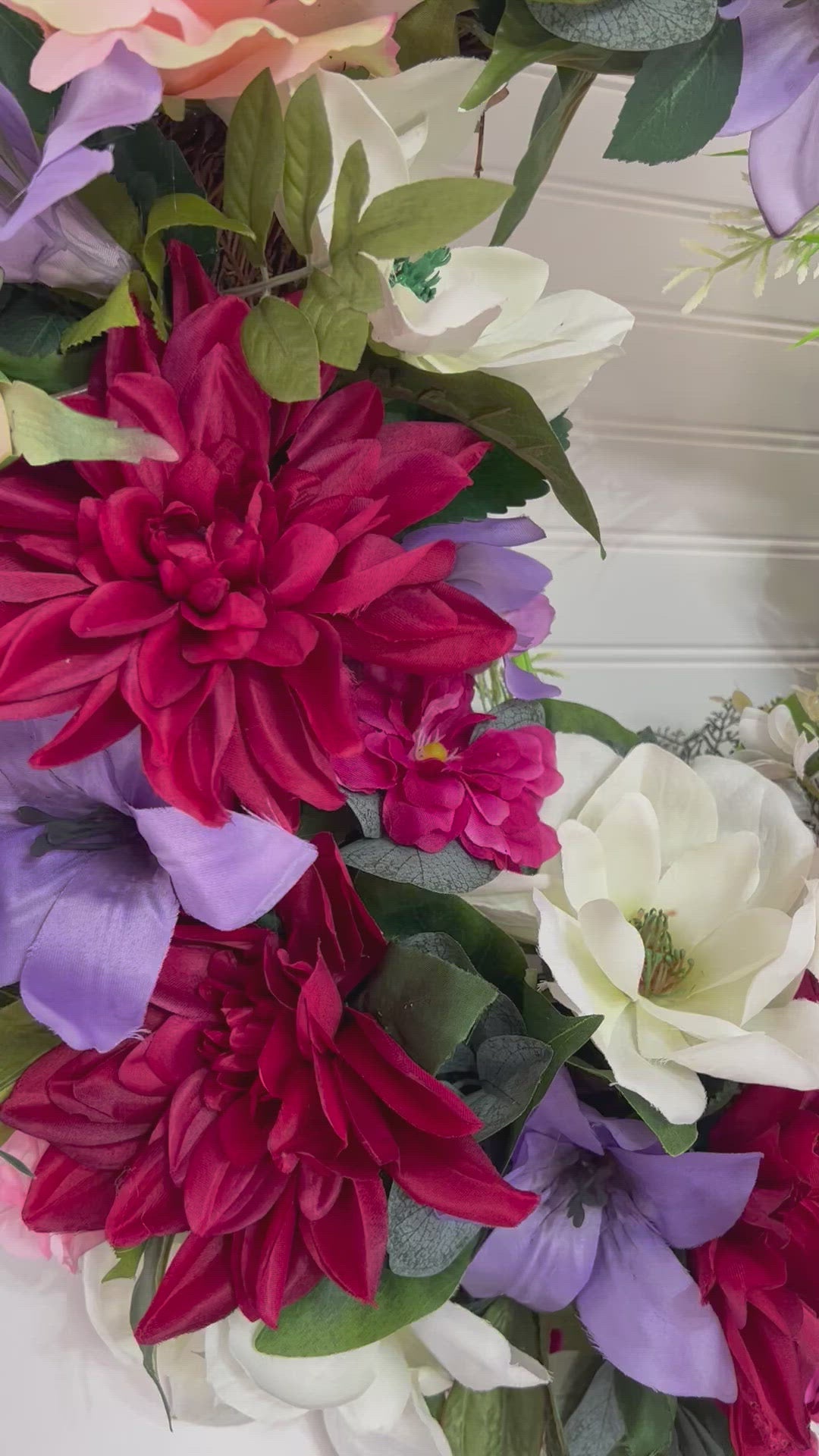 Magnolia-Dahlia- Roses Wreath- Home Décor  28"