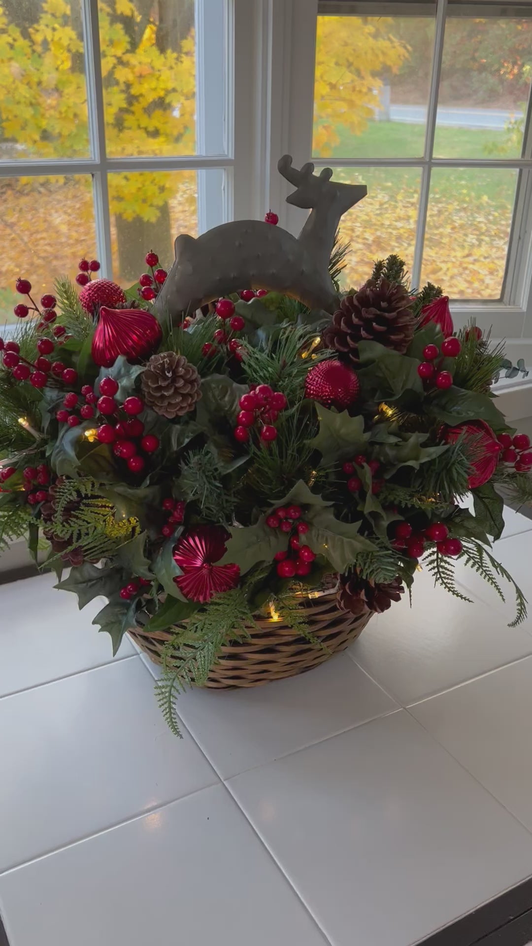 Christmas LED Battery Operated Reindeer Basket