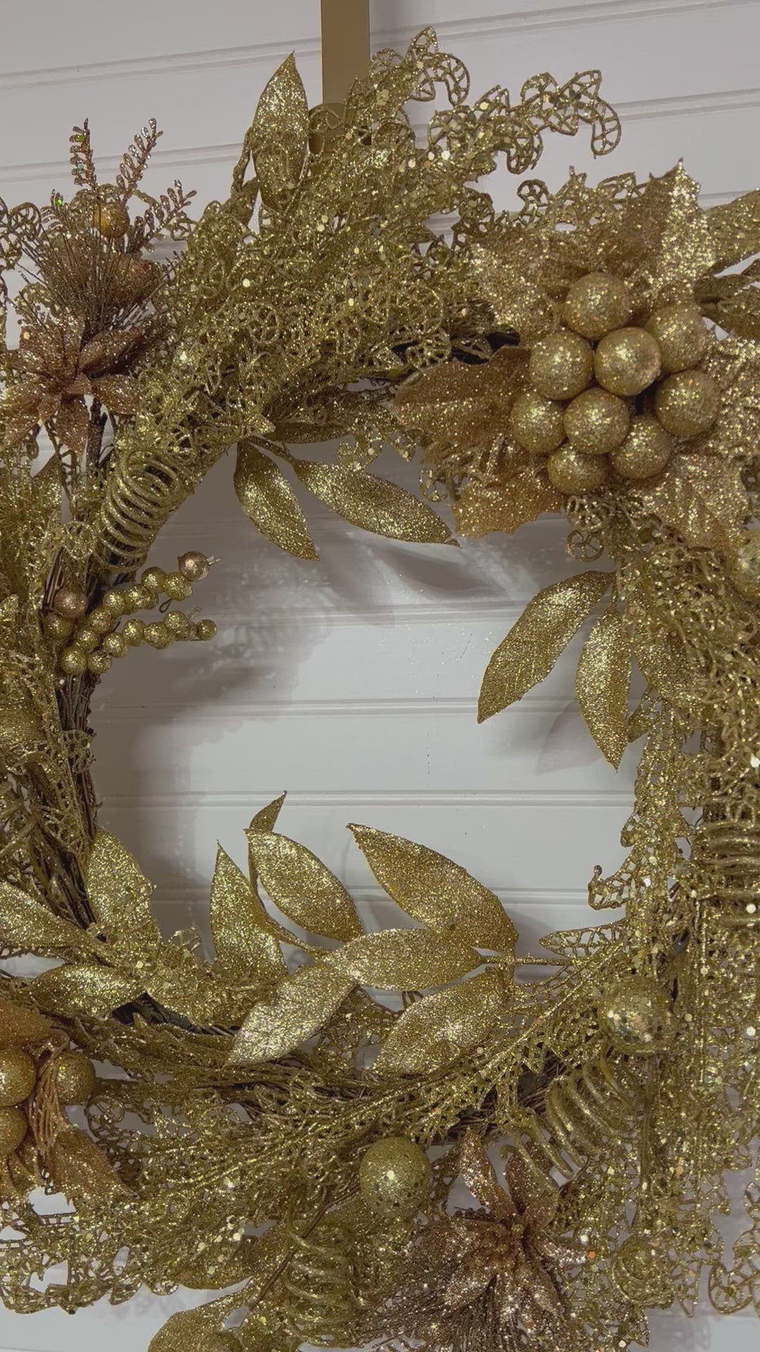 Gold Wreath With Berries 24" Christmas Wreath, Holiday Customized
