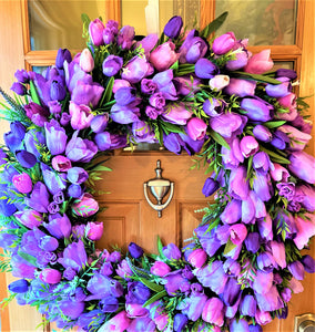 Tulip Wreath- Spring-Summer- front door Wreath 32 Inches Diameter